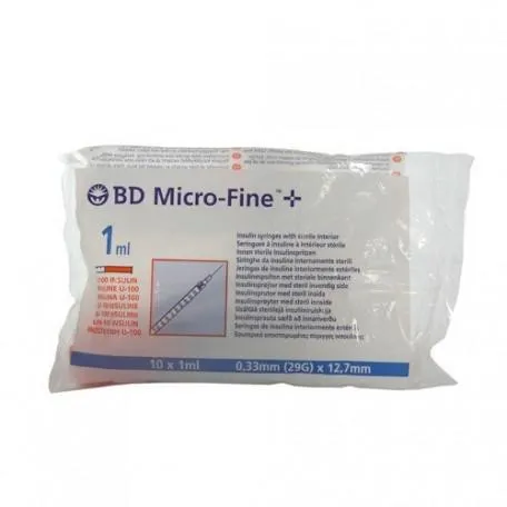 B.d Ultra Fine Jeringa Para Insulina U 100 1ml 29g X 12,7 Mm Mm 10 Unidades Becton Dickinson