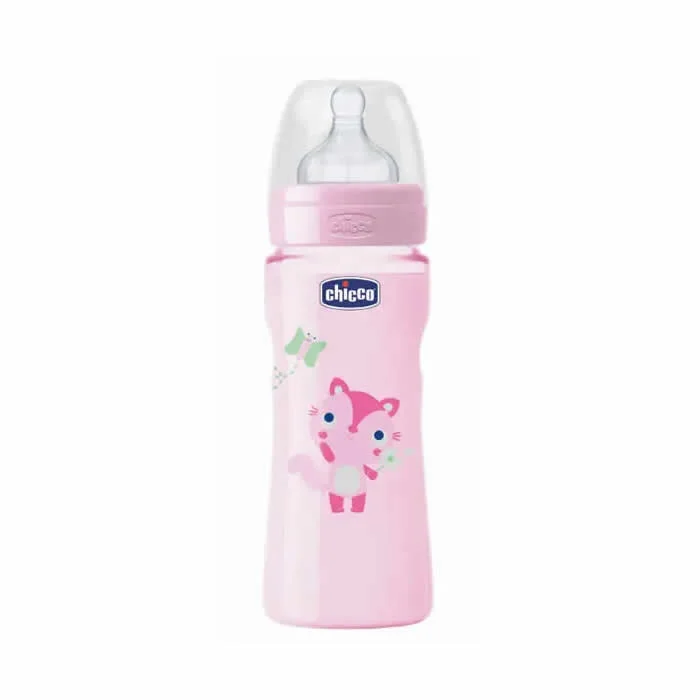 Chicco Well-Being Biberon Silicone PP Flusso Veloce Rosa 4m+ 330ml